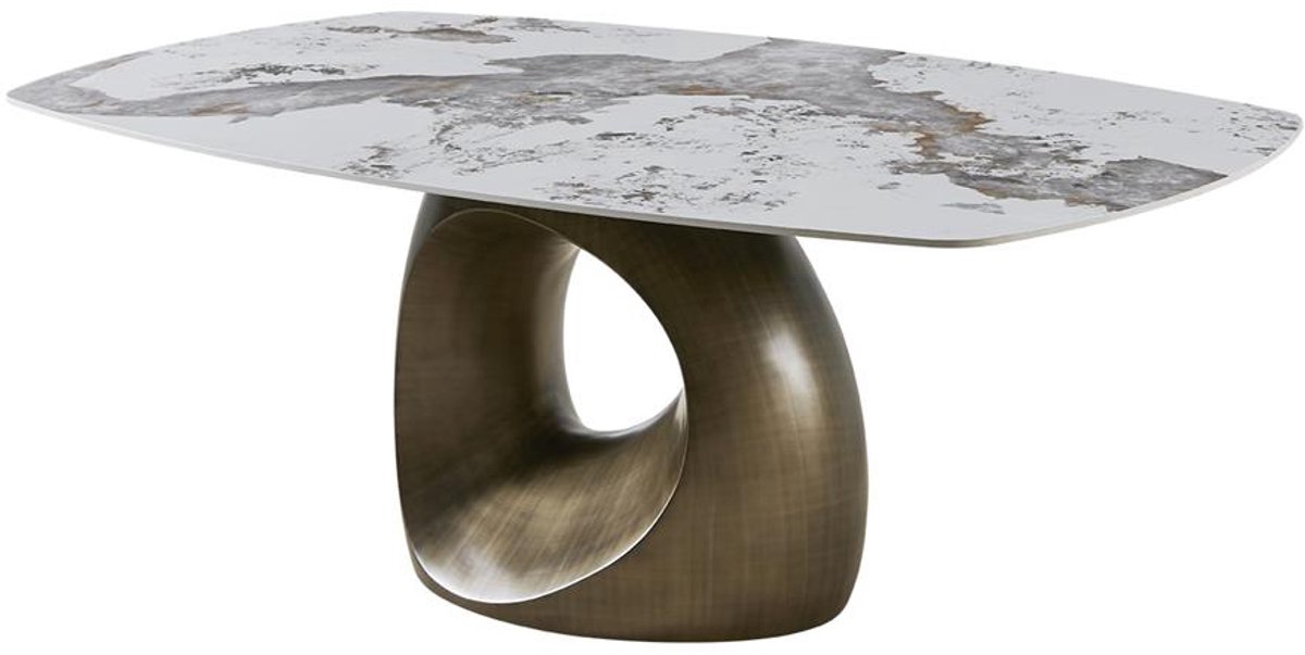 Tower Living Eettafel Castello - Ovaal Wit/Brons Keramiek - 200x120x75cm