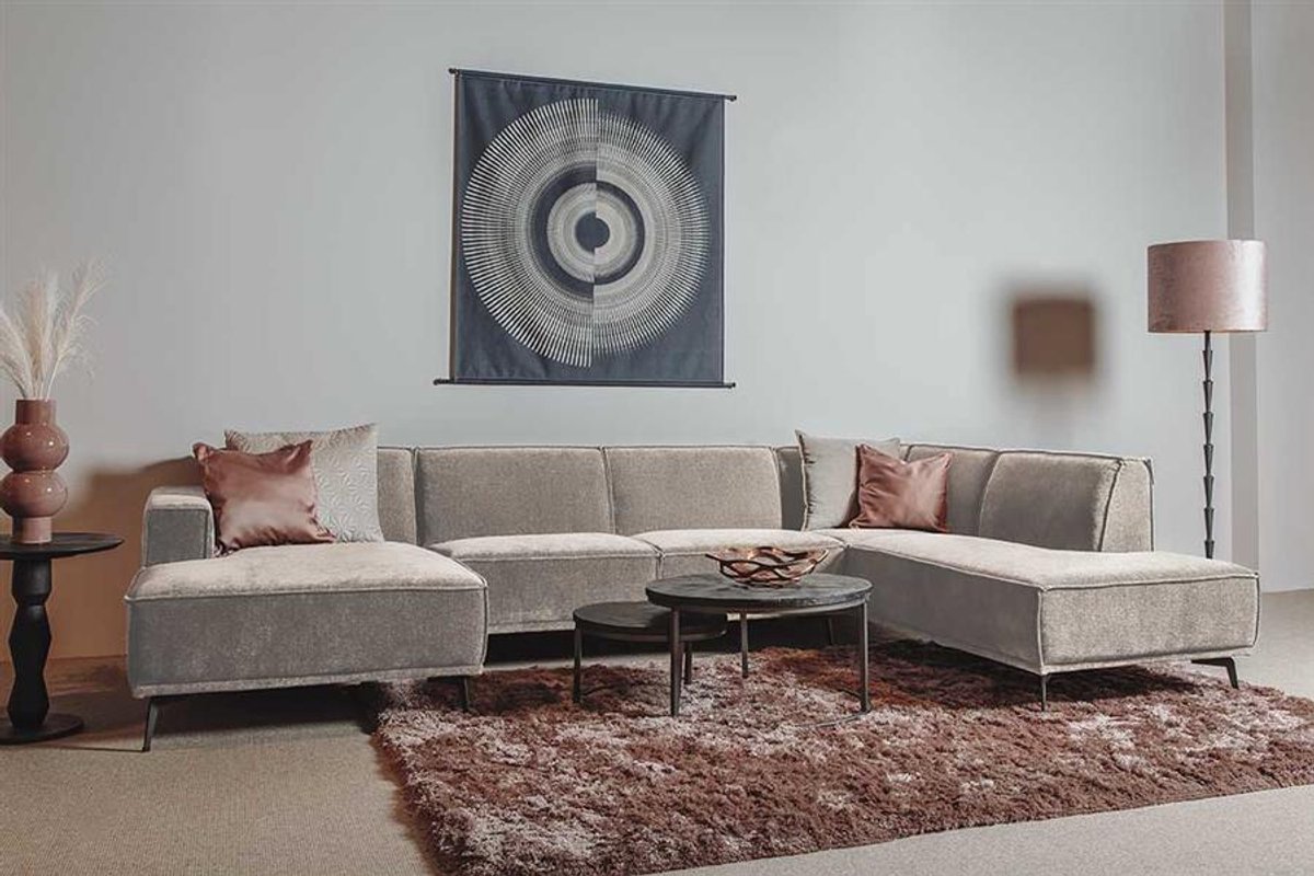 Tower Living Chaise Longue Bank Leeds - Beige Stof - Rechts - 350x217x81cm