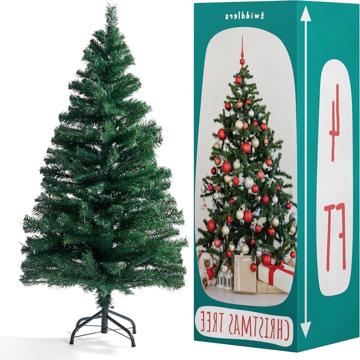 Kunstkerstboom 120 cm met 260 takken en metalen standaard - Vlamvertragend en eenvoudig te monteren kerstdecoratie