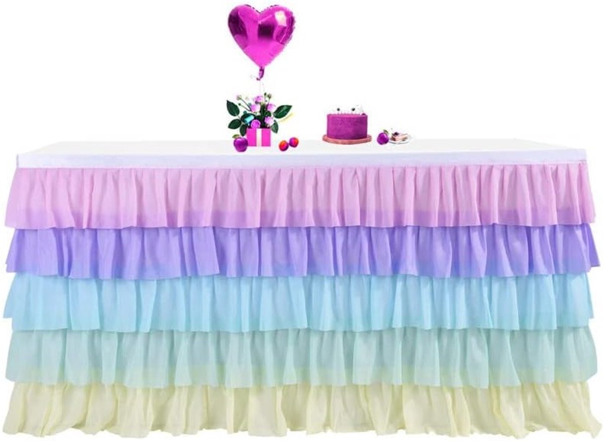 Romantische Chiffon Tafelrok met Rimpels voor Tafeldecoratie bij Babyshowers, Bruiloften en Verjaardagsfeesten - Ideaal voor een Feestelijke Sfeer