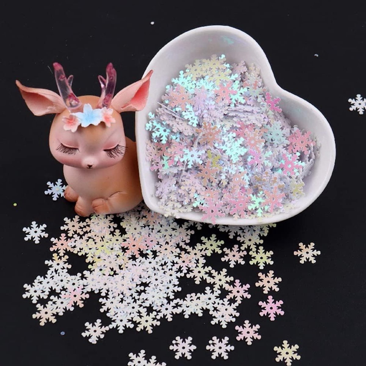 10mm Witte Sequins voor Knutselen - Sneeuwvlok Sequins voor DIY, Bruiloft en Kerstdecoratie - 20g, Ongeveer 1000 Stuks