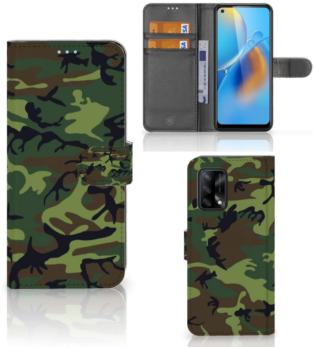 OPPO A74 4G Telefoon Hoesje Army Dark