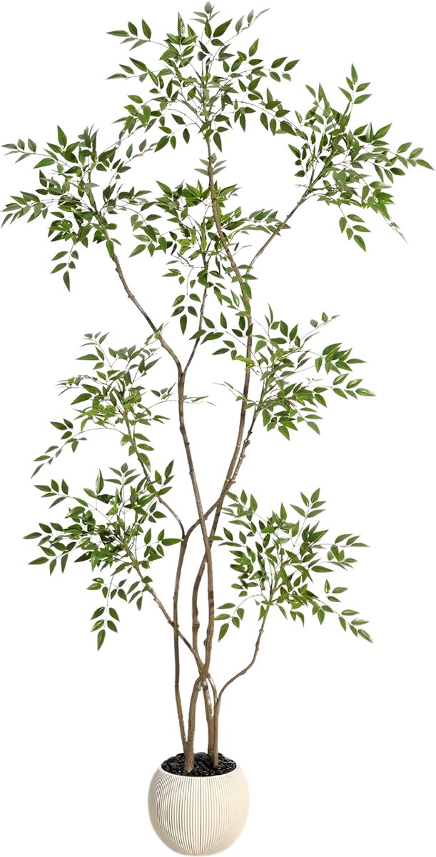 Kunstmatige Nandina Plant 180 cm - Faux Vloerplant in Pot - Groen