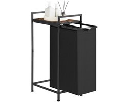 Wasmand - Wasmand Kast - Wasmand Meubel - Zwart - Bruin - 1 Mand - Uitschuifbaar - Met Legplank