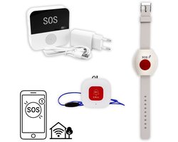 Aupero Alarmknop Set Basis (AHO) - Personenalarmering (Senioren Alarm / SOS knop voor ouderen) - Alarmknop en Alarmhorloge - Geen abonnement
