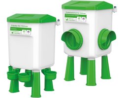 MyHens voerautomaat 4 kg & waterdispenser 8 l - korte/lange poten - voerdispenser en drinkbak voor pluimvee/drinkbak in set - afneembare poten