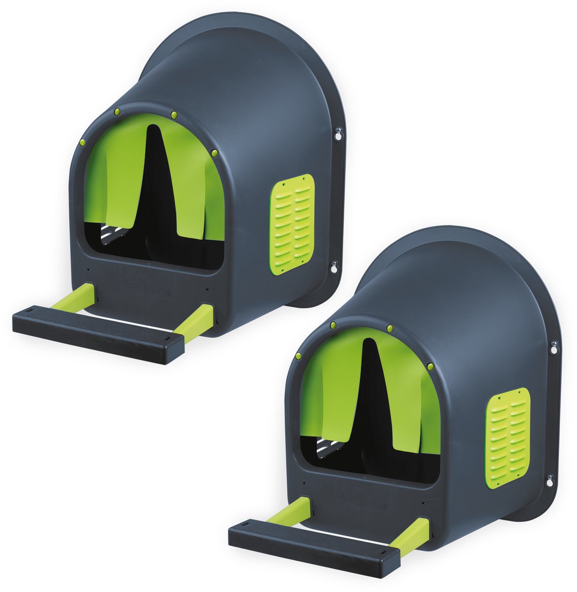MyHens x Olba legnesten voor kippen in antraciet/limoengroen-2 STUKS-MyCozynest-legnest voor maximaal 5 kippen voor wandmontage-kippennest-pluimveennest