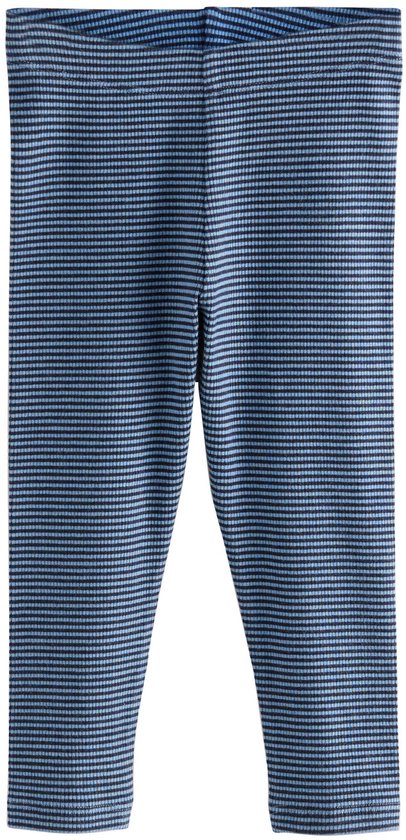 Blauw gestreepte geribbelde legging.