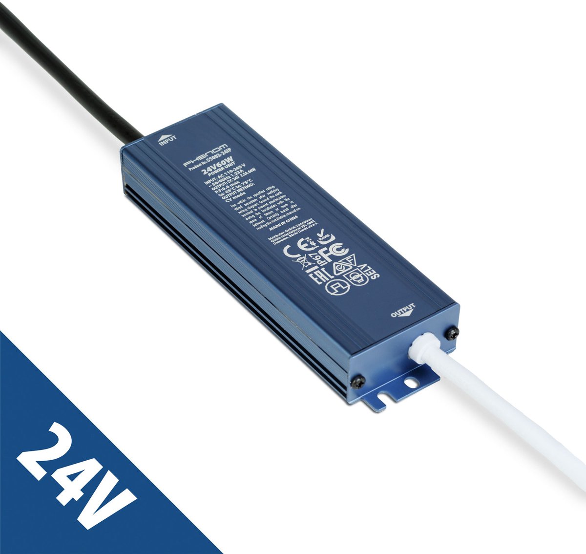 LED Voeding 24V 60W IP67 Waterdicht - Transformator 24V DC 2,5A - LED Driver Voor Buiten - Geschikt Voor LED Strip, Camera En Tuinverlichting [55002-24IP]