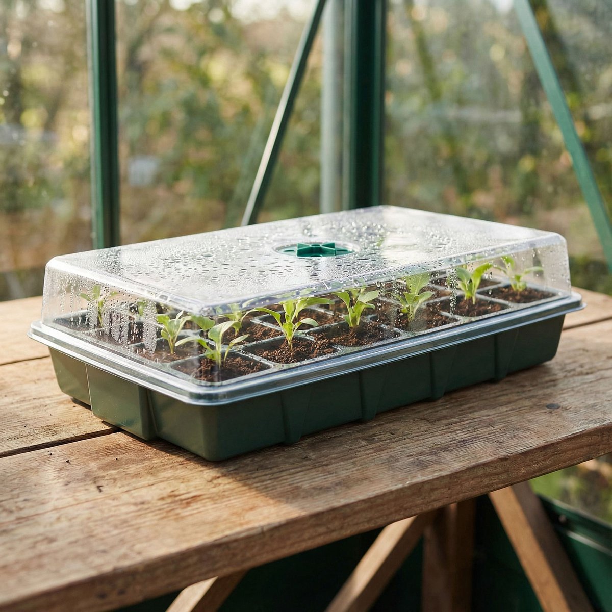 Kweekbak Met Deksel 24 Vakken - Grote Mini Kweekkas Met Ventilatie - Zaaibak Propagator Voor Zaailingen En Stekken - Kweektray Binnen - 37 x 23 cm [11982]