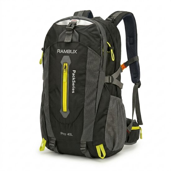 RAMBUX® 40L Rugzak Compact - Lichtgewicht Wandelrugzak - Compacte Dagrugzak - Reistas voor Weekend & Reizen - Zwart