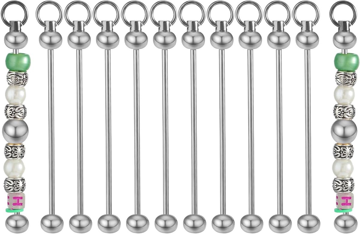 10 Stuks Lege Sleutelhanger Staven van Metaal, Perfect voor DIY Sieraden en Ambachten maken