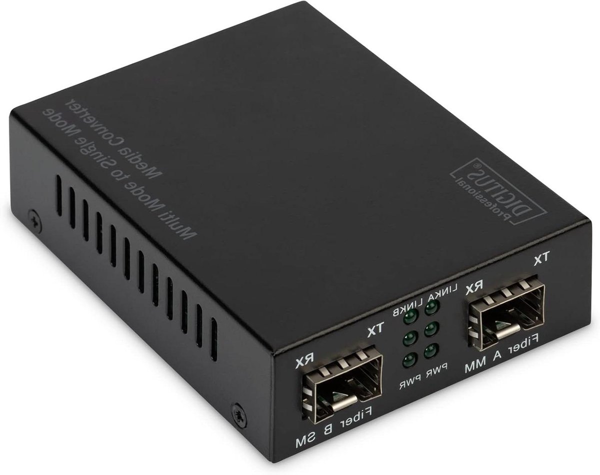 Netwerk Media Converter - Glasvezel Omzetter - Netwerk Uitbreiding - Single Multimode Compatibel - 1000 Mbit/s - Zwart