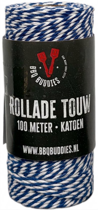Rol BBQBuddies slagerstouw, blauw/wit, 100 meter katoen.