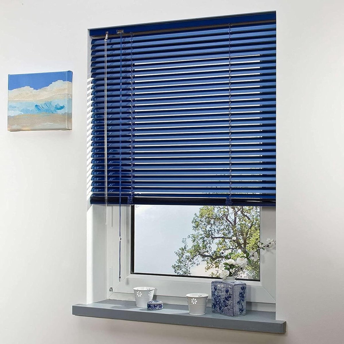 Aluminium Jaloezieën - Lamellenrolgordijn Gordijn - Lichtinval Regelen - Traploos Bedienbaar - 75 x 175 cm - Blauw