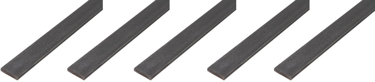 Alberts 5 x platte strip, blank staal, 25 x 4 mm, lengte 1 m
