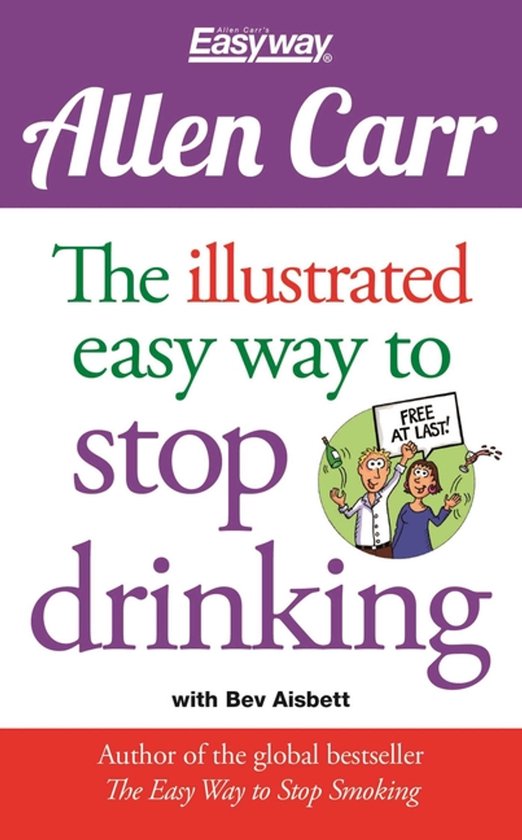 Livre "Allen Carr's Easyway: The illustrated easy way to stop drinking". Avec une caricature d'un couple célébrant sa liberté.