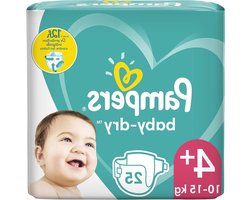 Baby Luiers - Pampers Maat 4+ - Droog Blijven - Drievoudig Beschermingssysteem - 25 Stuks - Wit