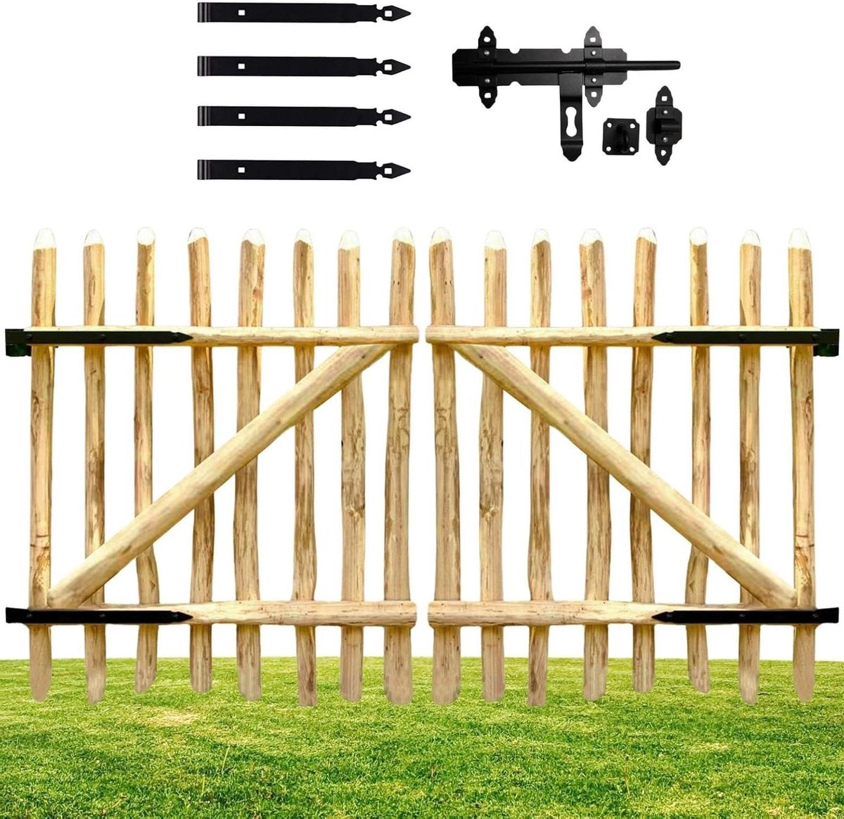 Houten Tuinpoort - Hekwerk Poort - Tuin Toegang - Milieuvriendelijk Hazelaarhout - 100 cm 