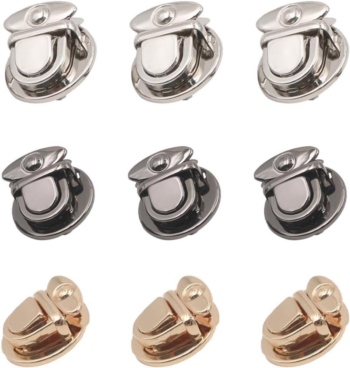 9-delige ronde snap lock, draa slot voor handtassen, tas sluiting, ideaal voor leren tassen en portemonnees, DIY accessoires