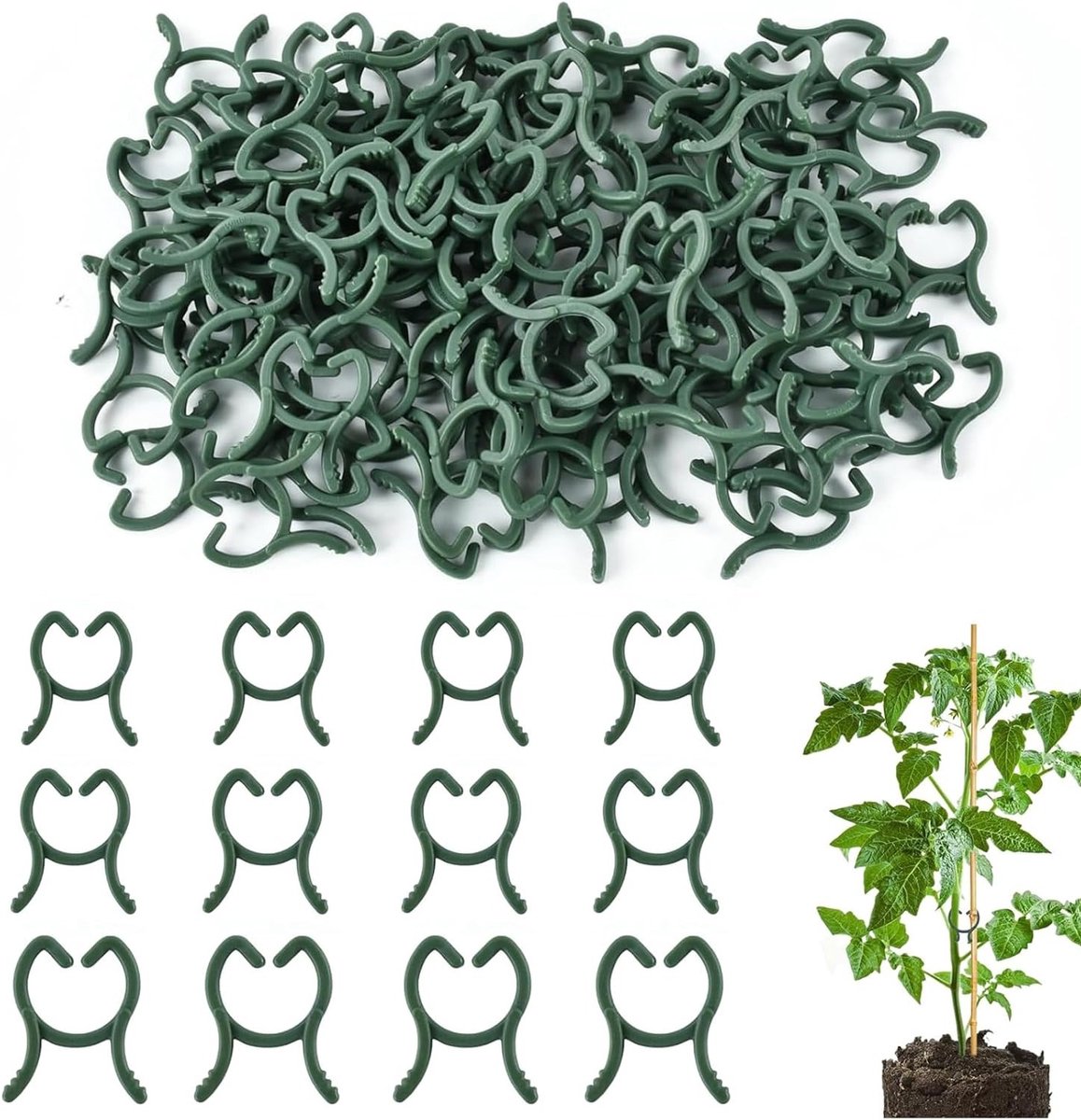 240 Stuks Plastic Plant Clips voor Ondersteuning | Herbruikbare Klemmen voor Tomaten, Komkommers en Druiven | Tuinaccessoires voor Groene Planten