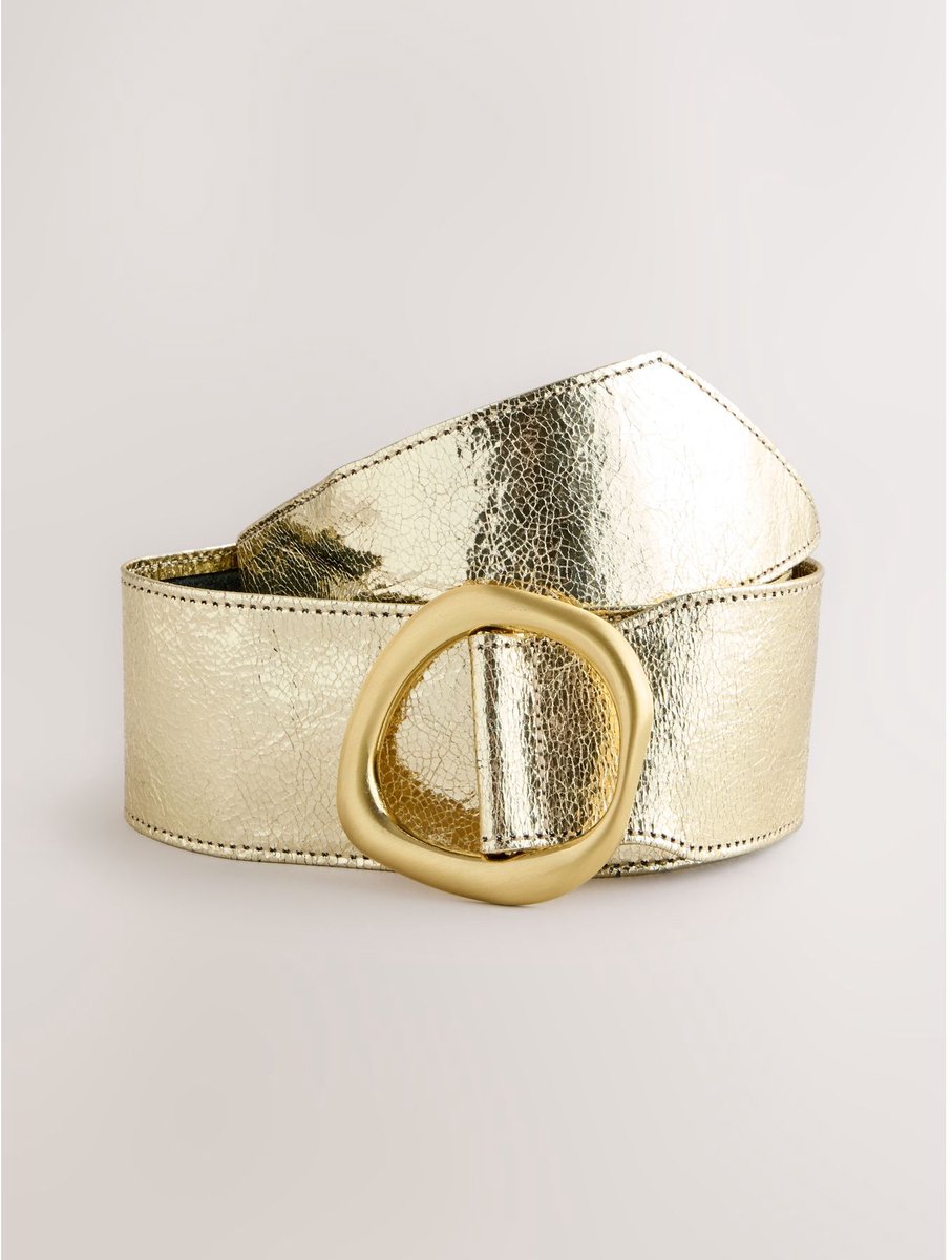 Next - Dames - Brede leren riem met sjerp - Goud