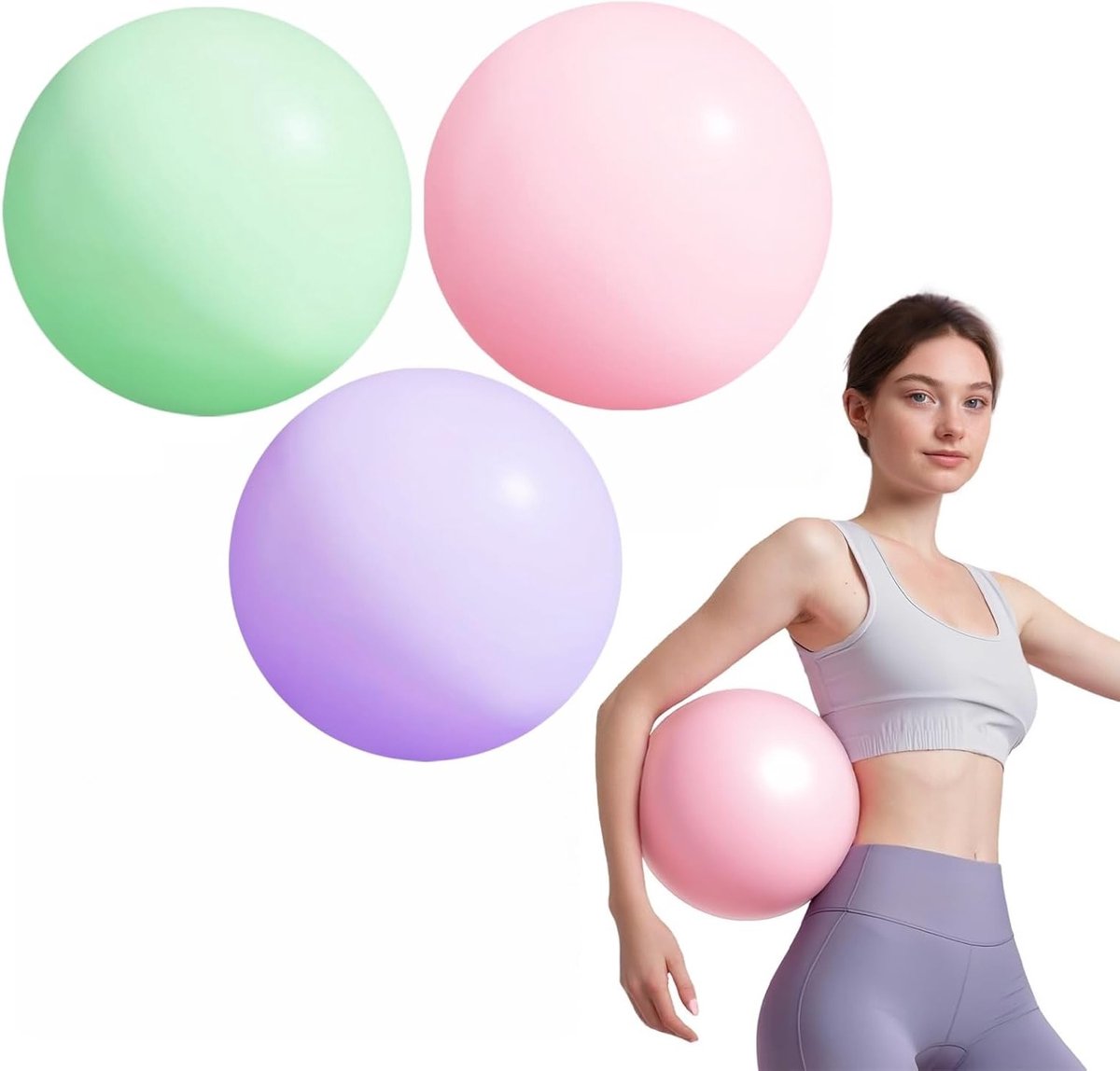 3 PVC Yoga Ballen van 25 cm - Gymnastiekballen en Kleine Pilates Ballen voor Thuisgebruik en Fitness