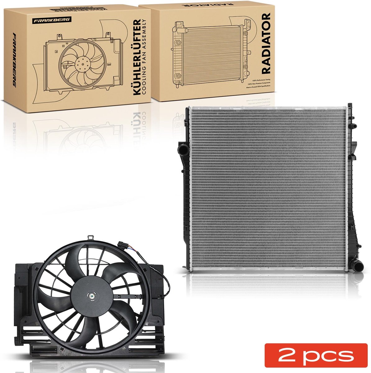 Frankberg 1x Koeler+1x Koelventilator voor BMW X5 E53