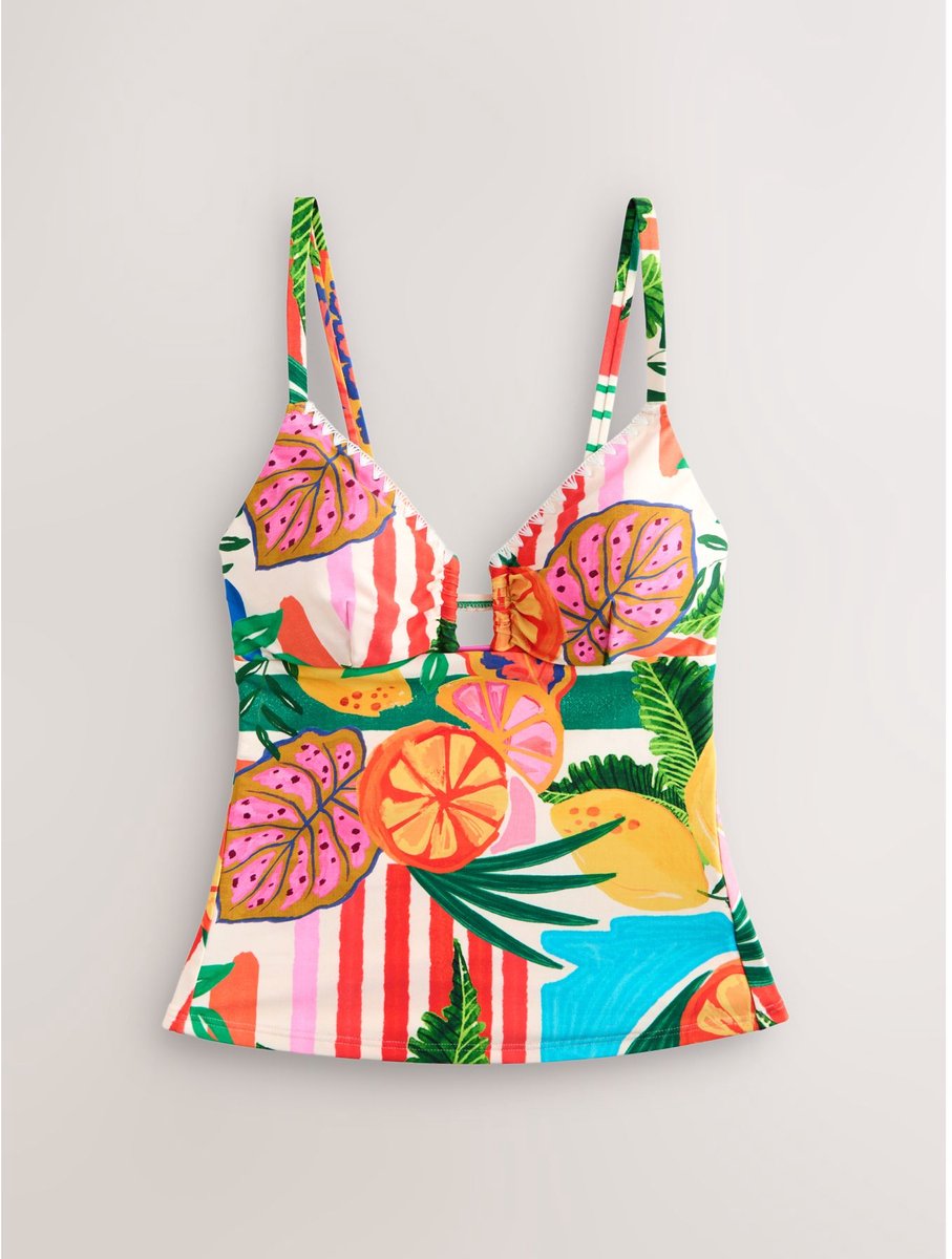 Next Dames - Cropped triangeltankini met zweepsteek - Rood Bright Fruit Stripe