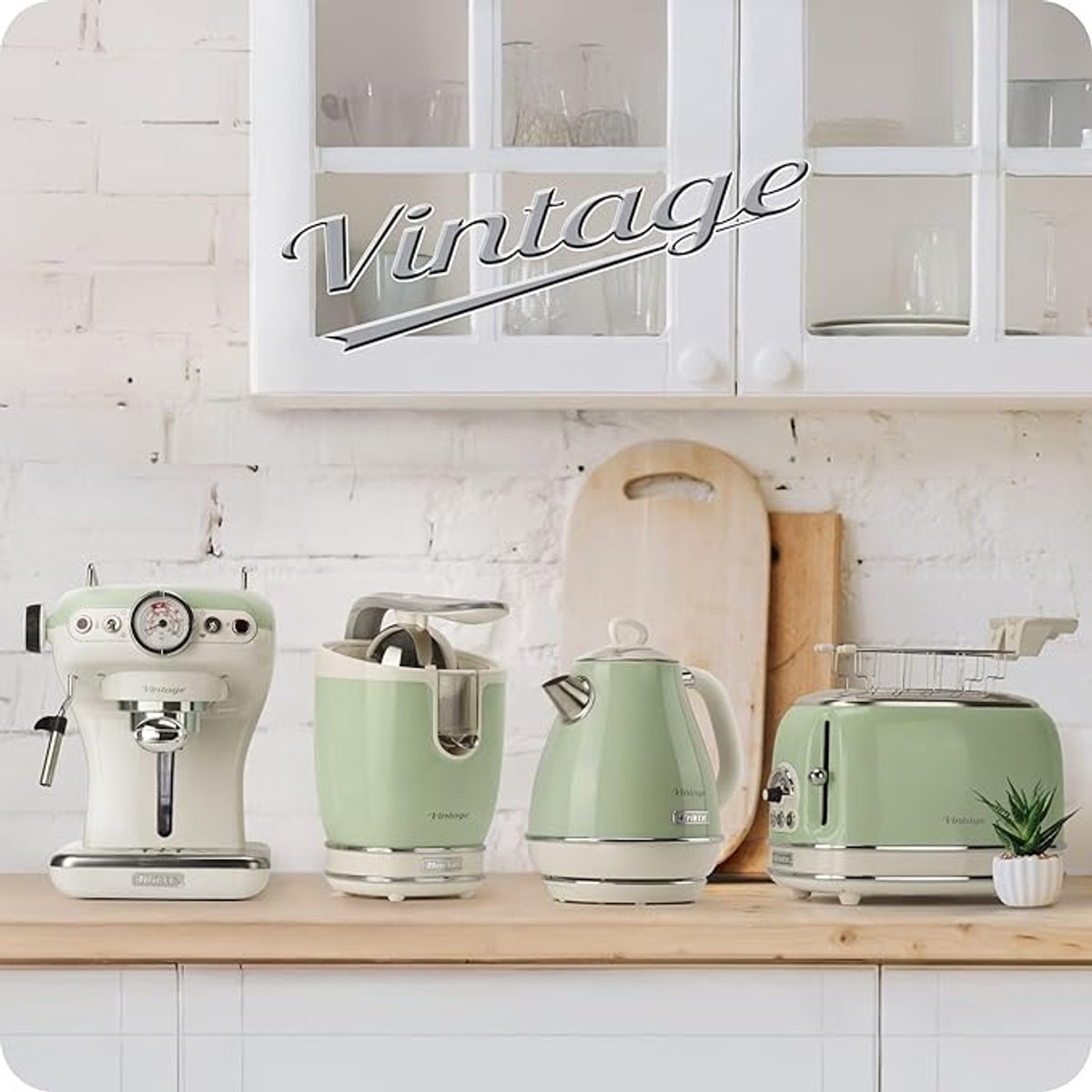 Ariete 2868/04 - Vintage waterkoker - 1 liter inhoud - 1630 Watt - draadloos - Groen — afbeelding 2