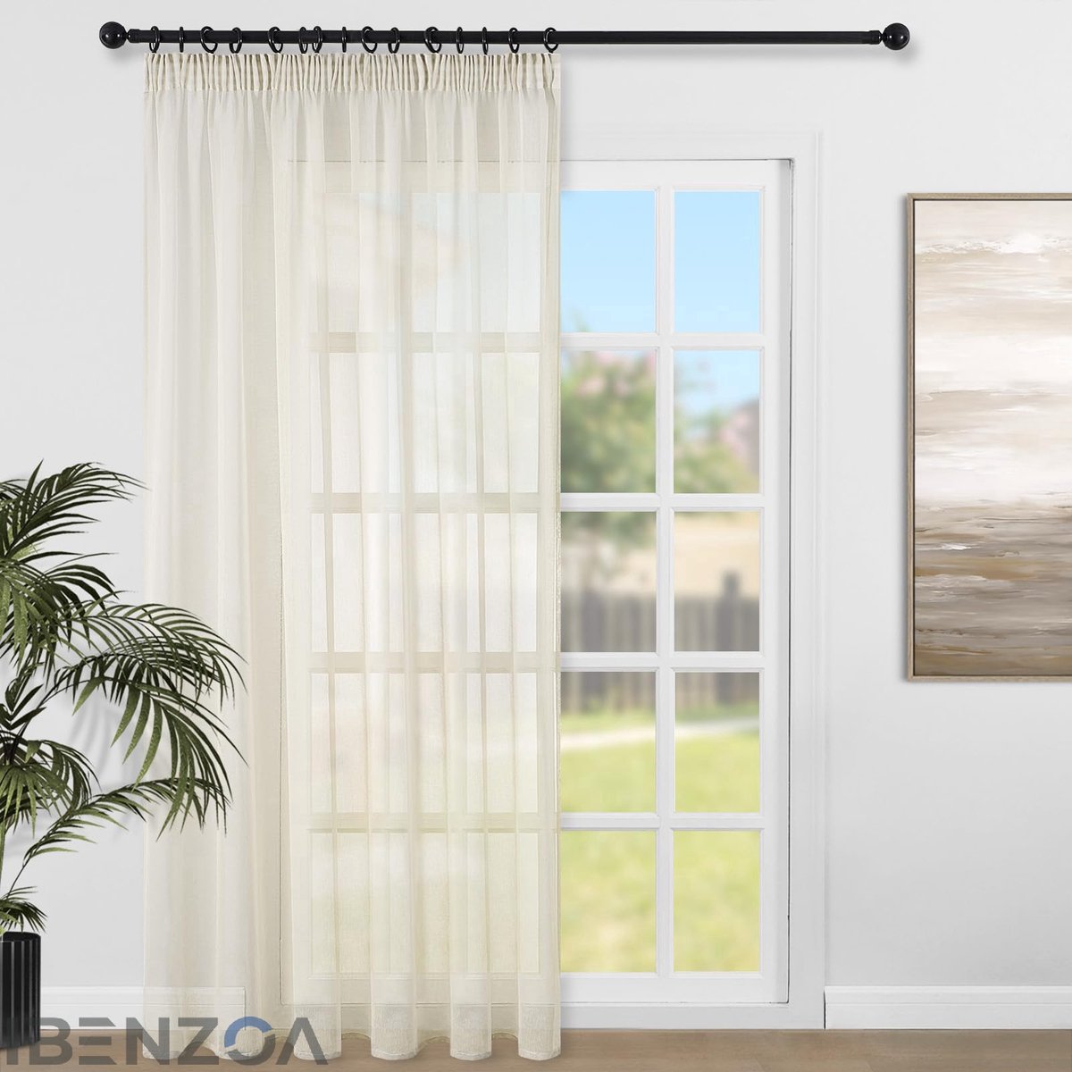 Ibenzoa Gordijn - Beige - 140x240 cm - Polyester - Semi-transparant