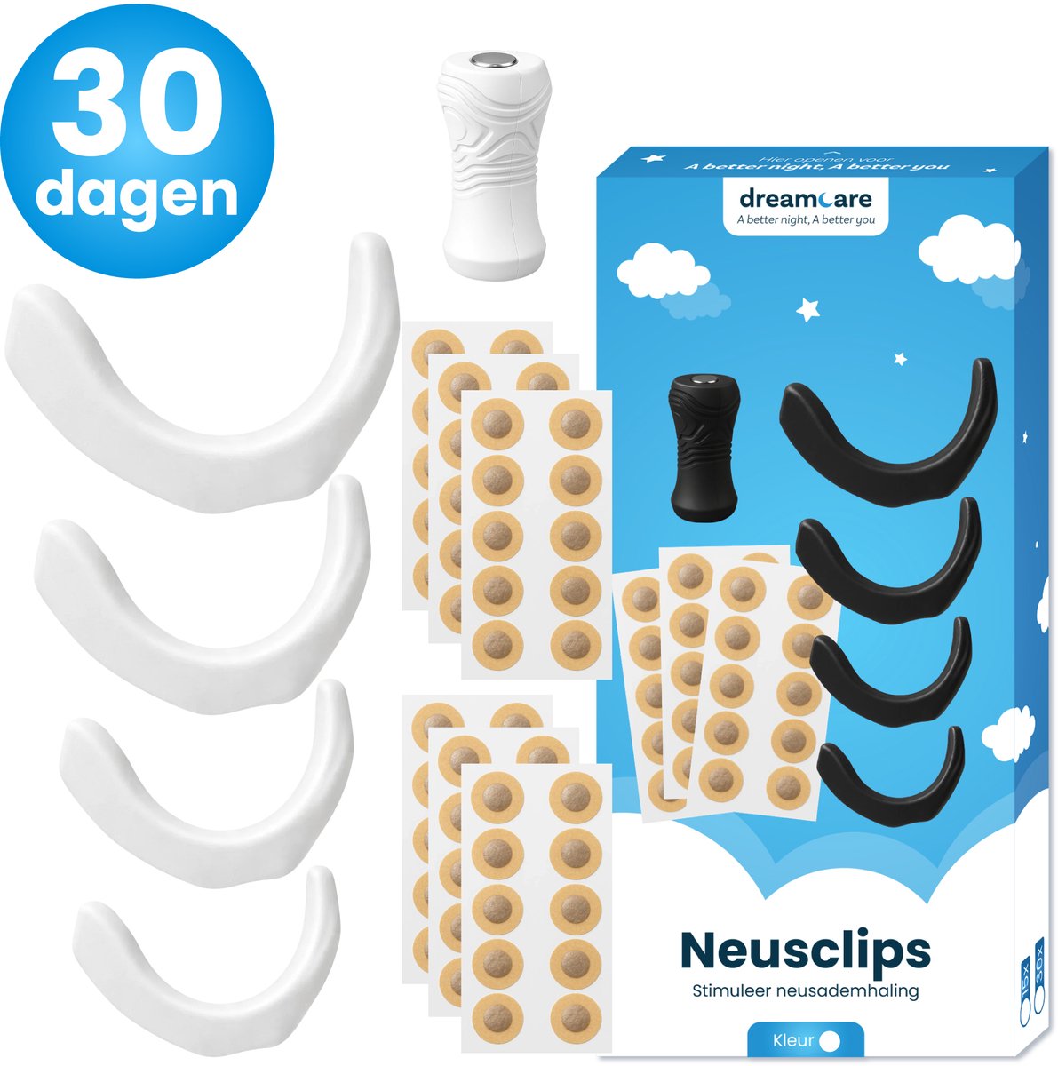 DreamCare Neusstrips Magnetisch - 30 Dagen - Neusspreider - Anti Snurk - Neuspleisters - Wit - S/M/L/XL - 4 Maten