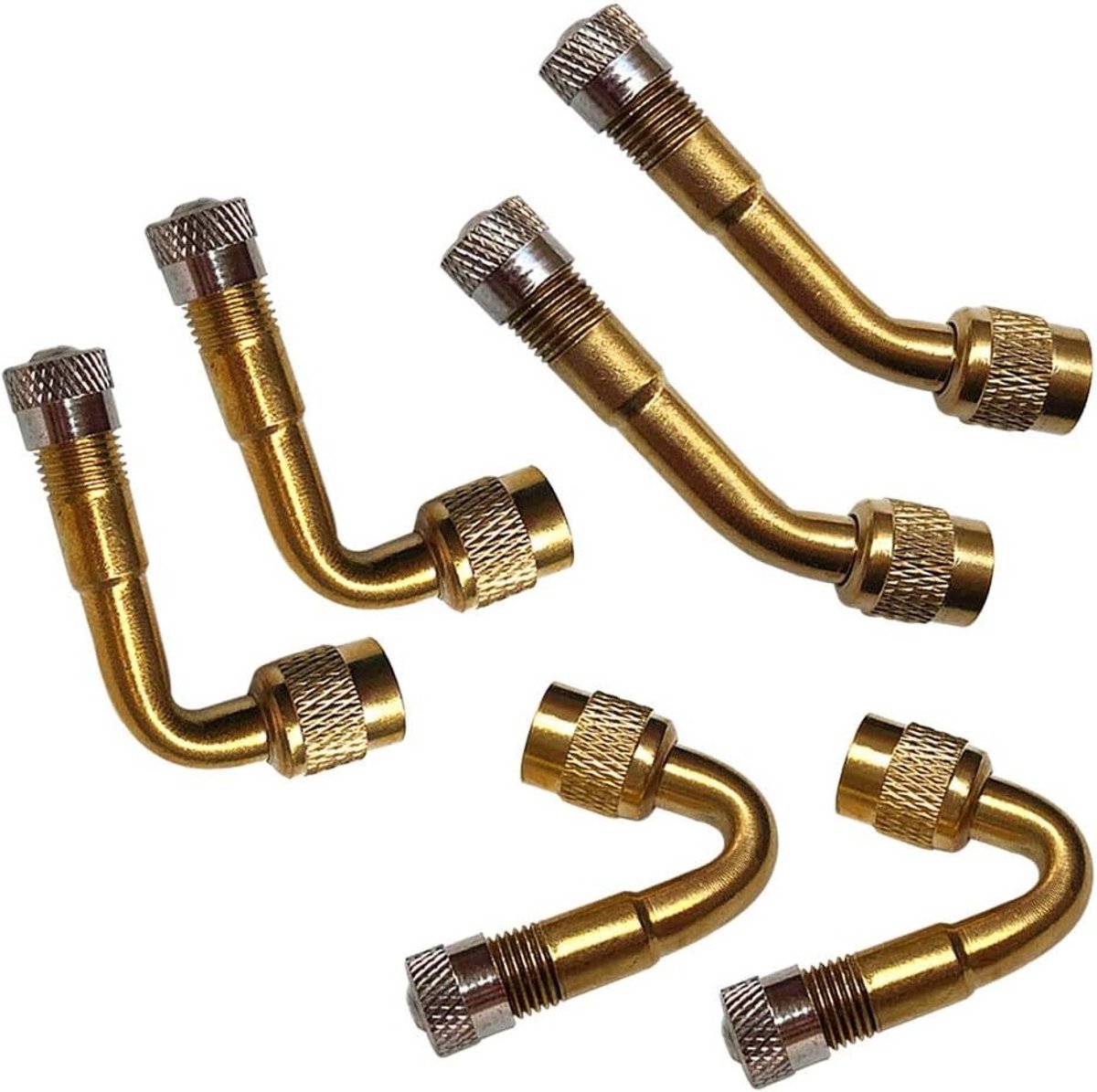 Professionele Set van 6 Bandenventiel Verlengadapter, Verstelbare Luchtventielen voor Auto, Motor en Scooter (45°, 90°, 135°)