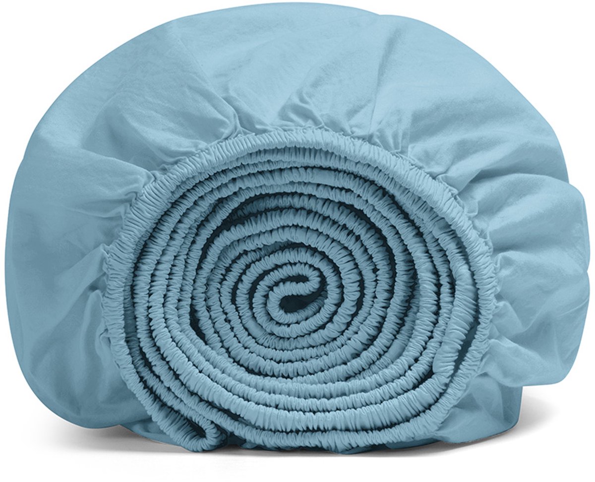Yumeko kinderhoeslaken percal katoen blauw 70x150x15 - Bio, eco & fairtrade