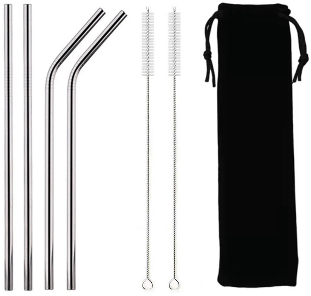 Livé® Metalen Rietjes – 7 stuks RVS 304 Herbruikbare Drinkrietjes