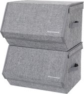 SONGMICS - Opbergbox - Opbergdoos - Set van 2 - Opvouwbare Stapelbare - Magnetisch Deksel