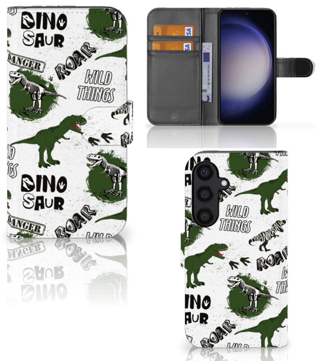 Book Case voor Telefoonhoesje met Pasjes voor Samsung Galaxy S24 Dinosaurus