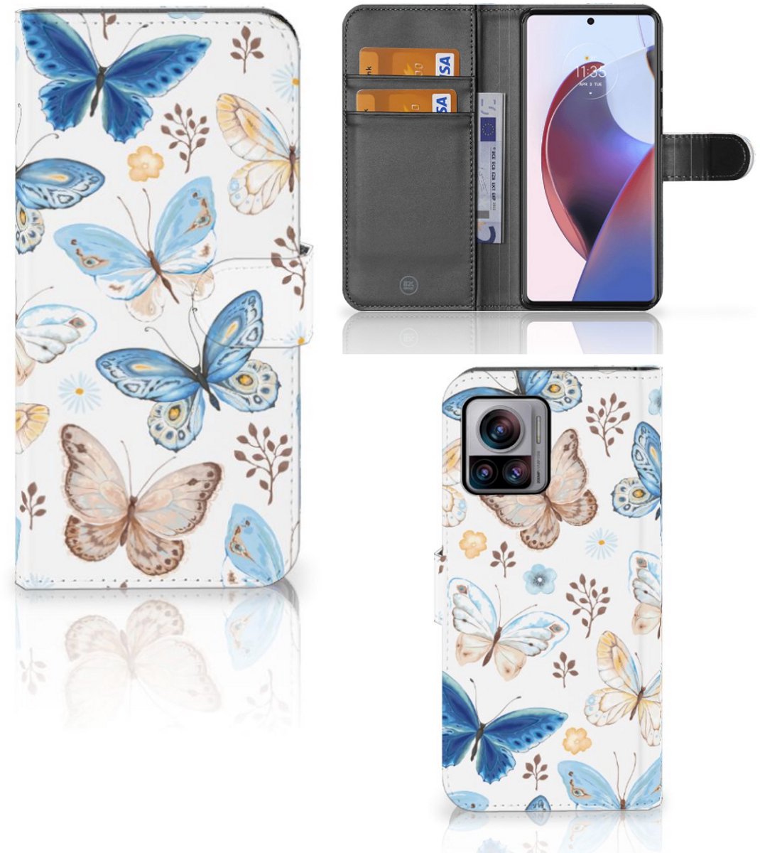 Telefoonhoesje met Pasjes voor Motorola Edge 30 Ultra Vlinder