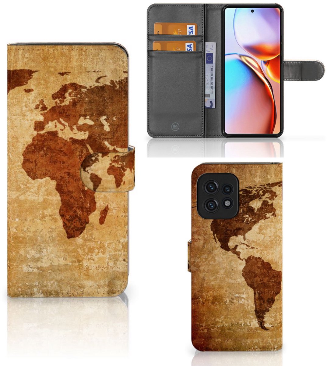 Motorola Edge 40 Pro Flip Cover Wereldkaart