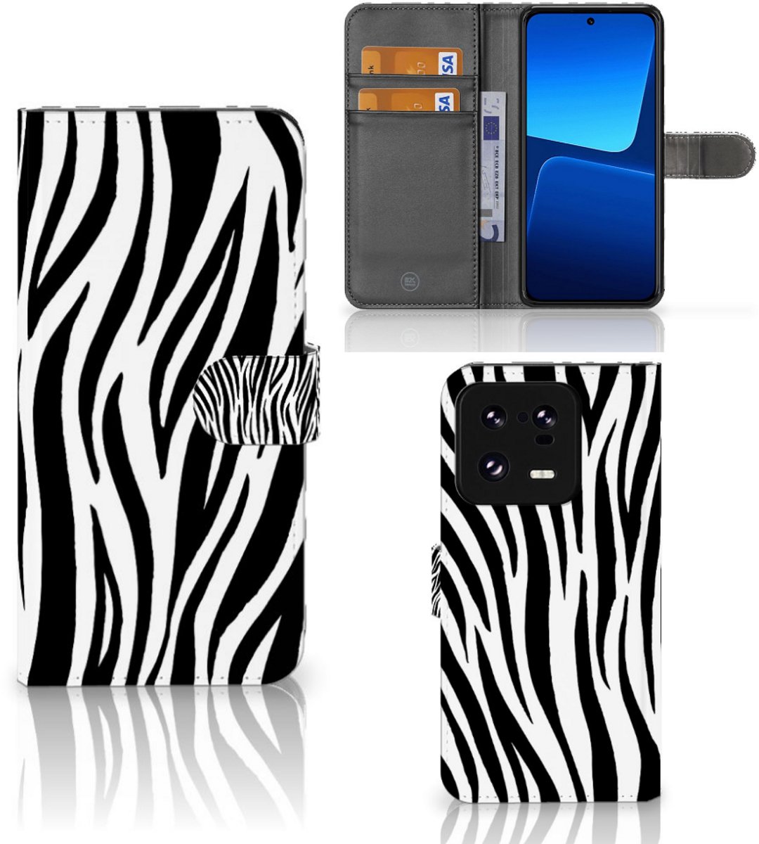 Xiaomi 13 Pro Telefoonhoesje met Pasjes Zebra