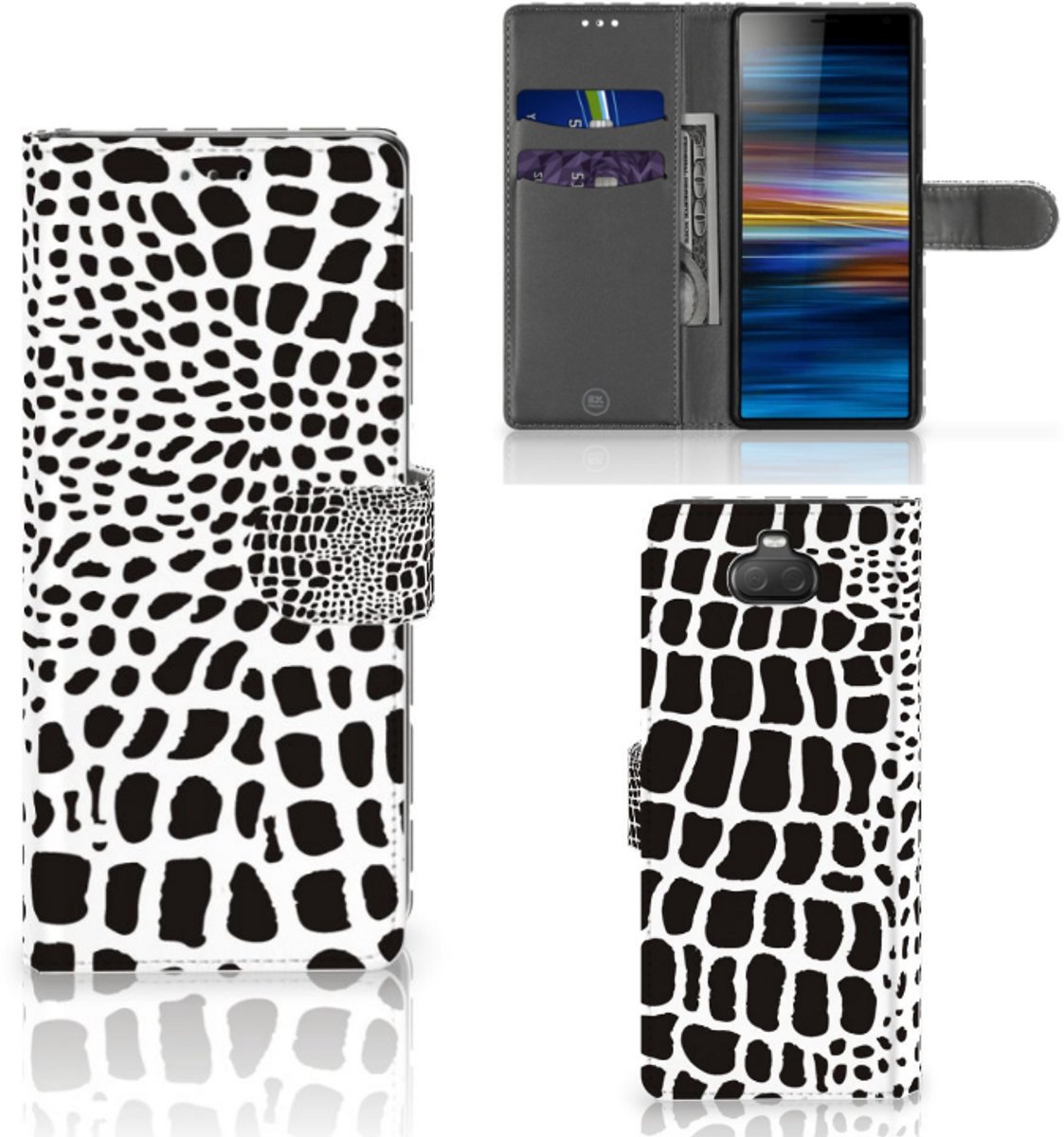 Sony Xperia 10 Telefoonhoesje met Pasjes Slangenprint
