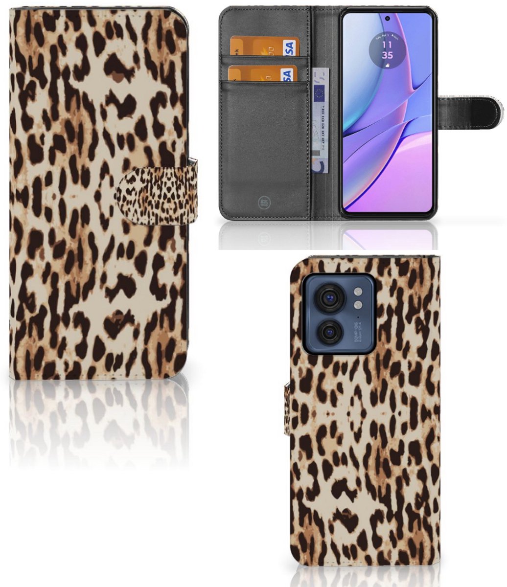 Motorola Edge 40 Telefoonhoesje met Pasjes Leopard