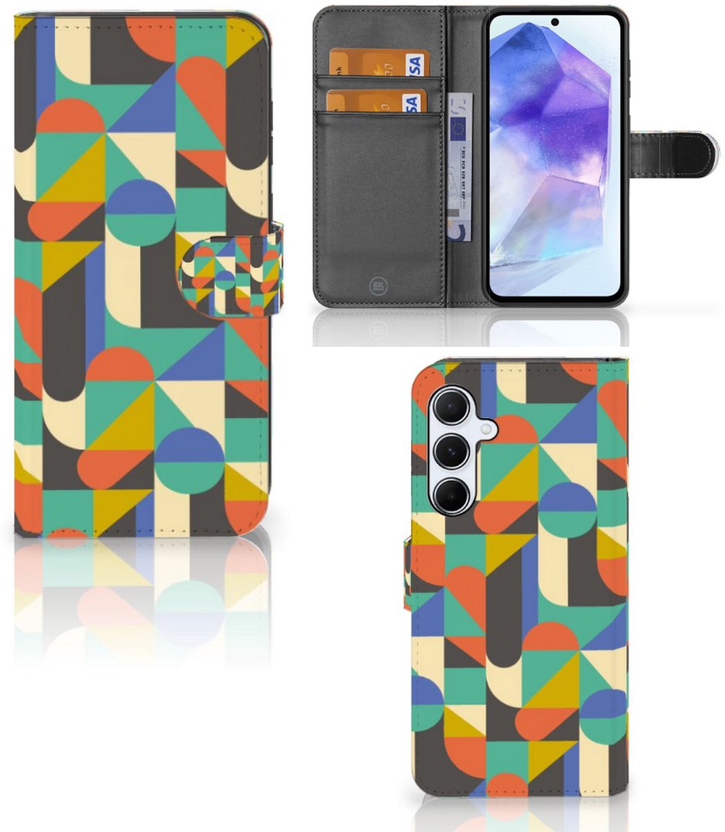 Boekhoesje voor Samsung Galaxy A55 Telefoon Hoesje Funky Retro