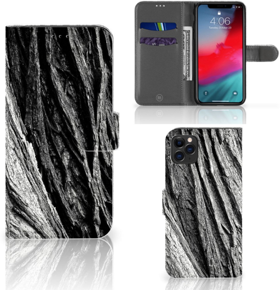 Book Style Case Apple iPhone 11 Pro Max Boomschors Grijs