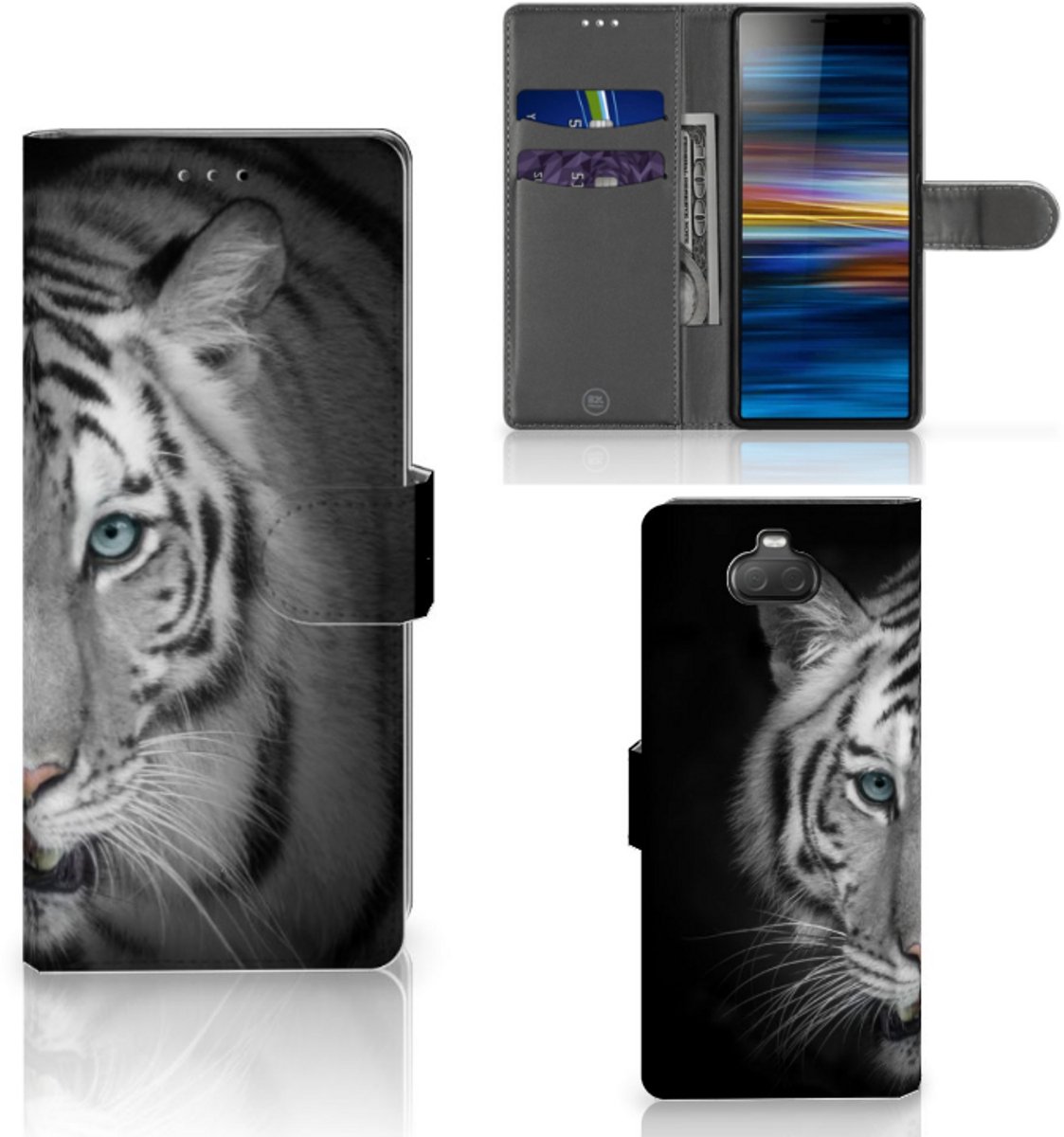 Sony Xperia 10 Telefoonhoesje met Pasjes Tijger