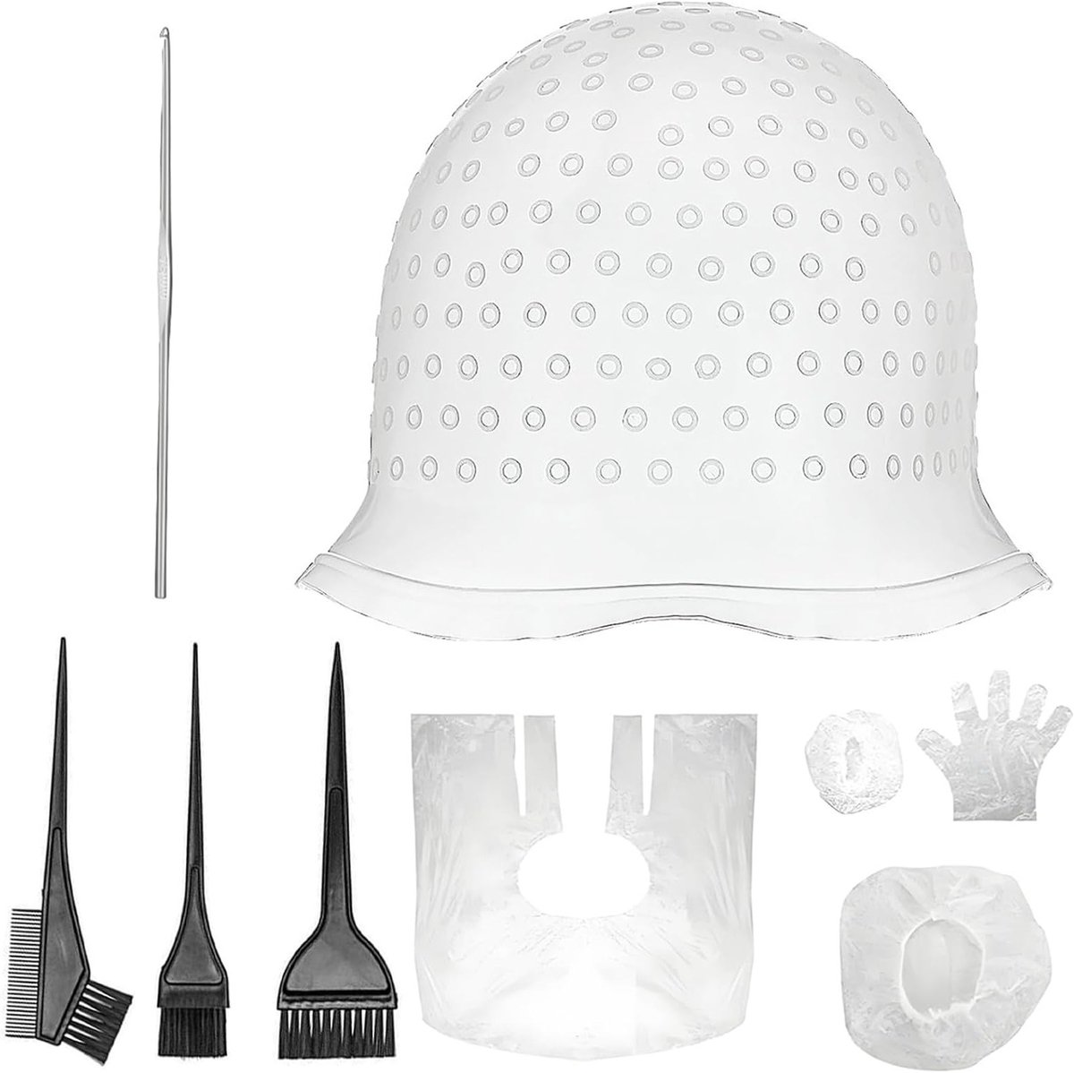 Herbruikbare Silicone Haarverf Caps met Borstel, Geschikt voor Thuis en Salon, Gemakkelijk Schoon te Maken en Ideaal voor Kleurbehandelingen