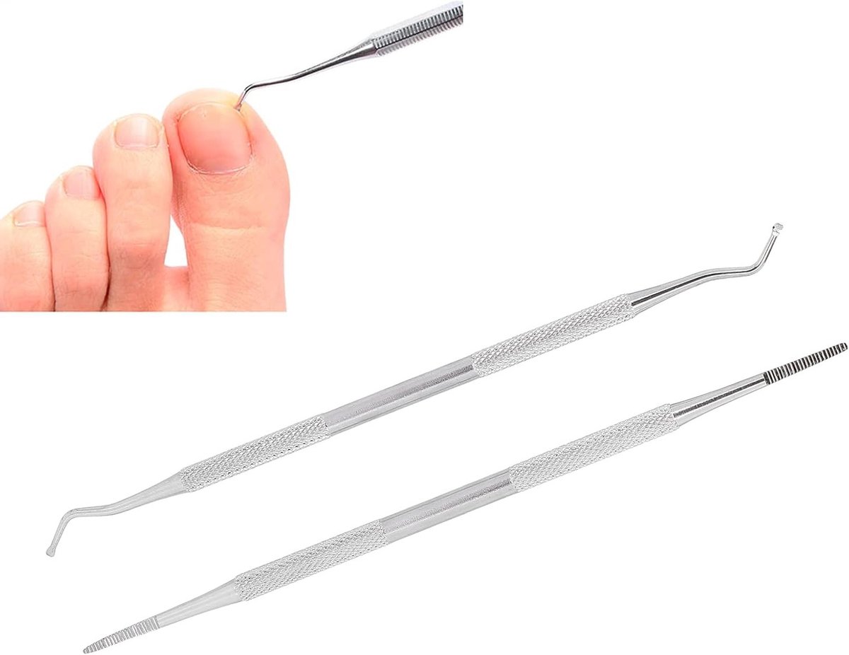 Behandeling van teennagels met roestvrijstalen gereedschap, 2 stuks nagelvijl en verzorgingsset voor gezonde nagels