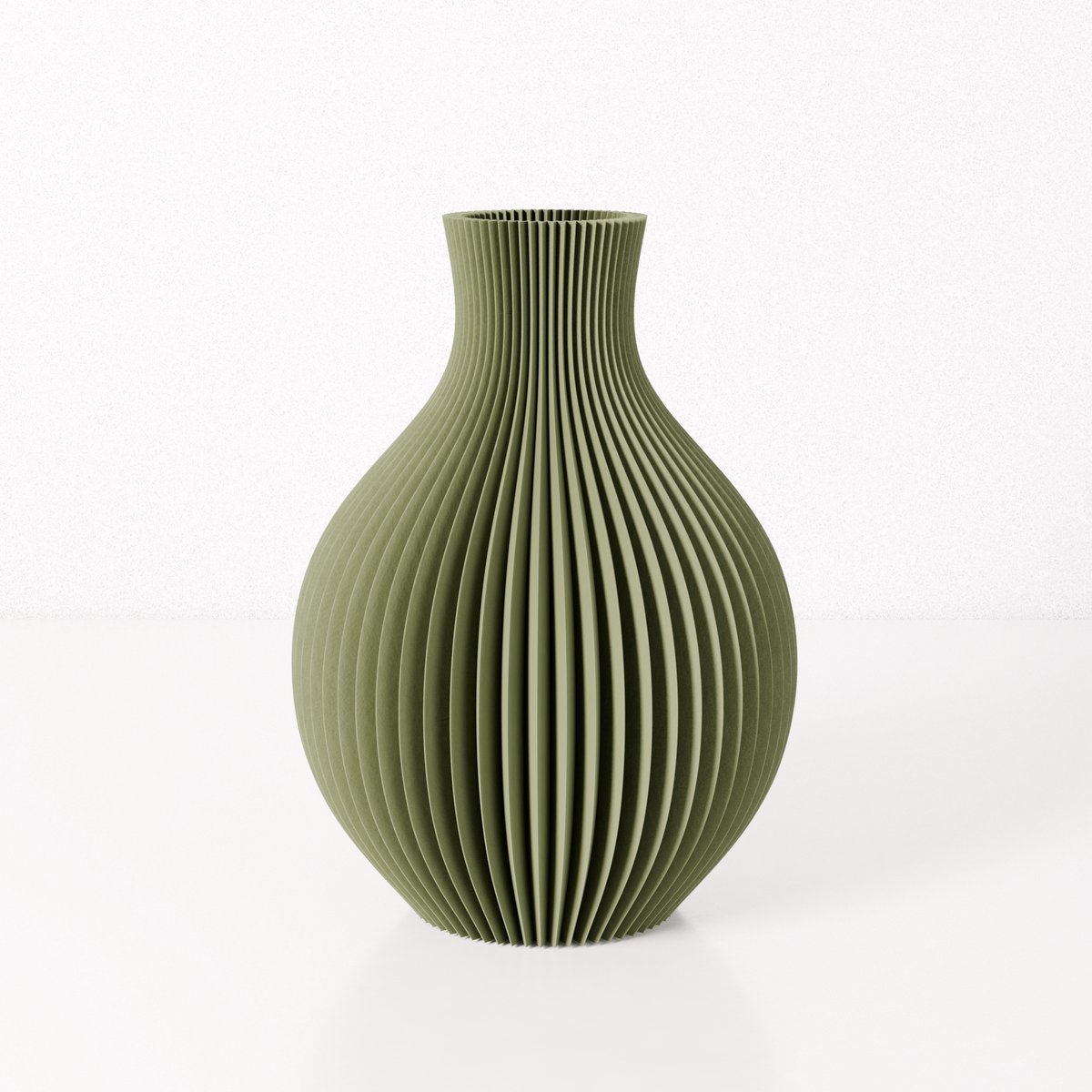 Fleuriek vaas ISABELLA - Groen H36 cm - Elegante bolvaas met geribbeld design - Luxe siervaas voor tafel, kast of dressoir