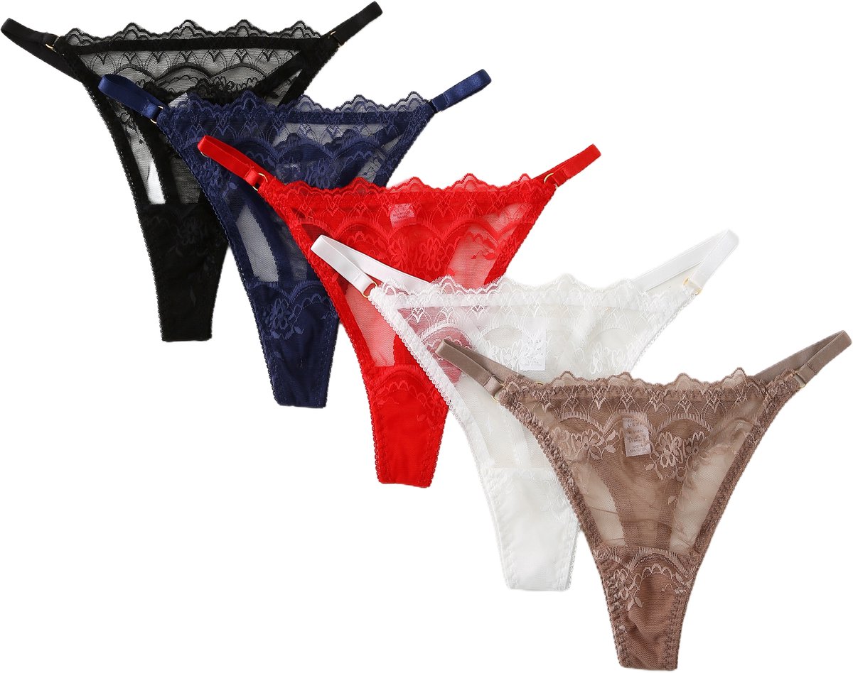 Emilie collection - ondergoed - strings - kant - multipack 5 stuks