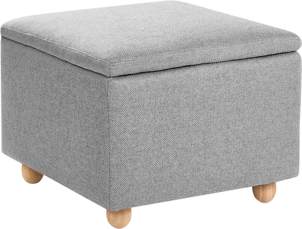 FERNDALE - Poef met opbergruimte - Lichtgrijs - Polyester